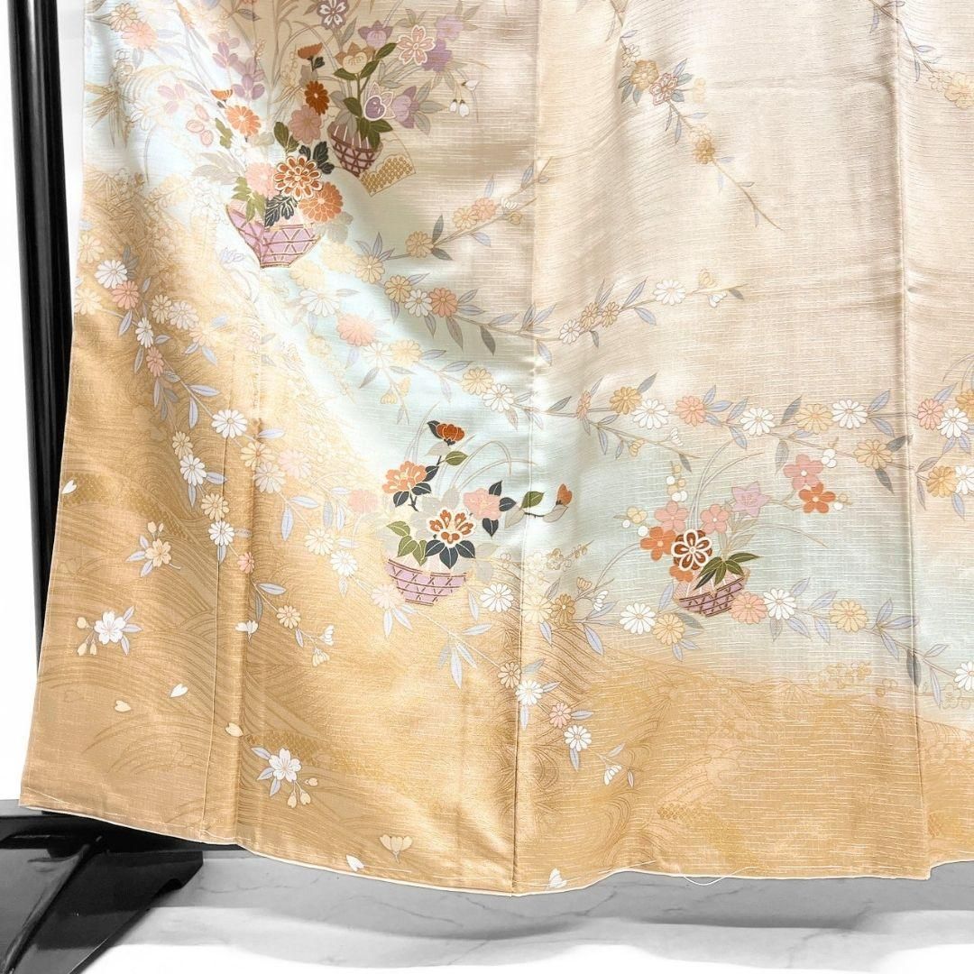 未着用 訪問着 身丈163 裄65 金駒刺繍 菊花 枝垂れ花模様 着物 053b