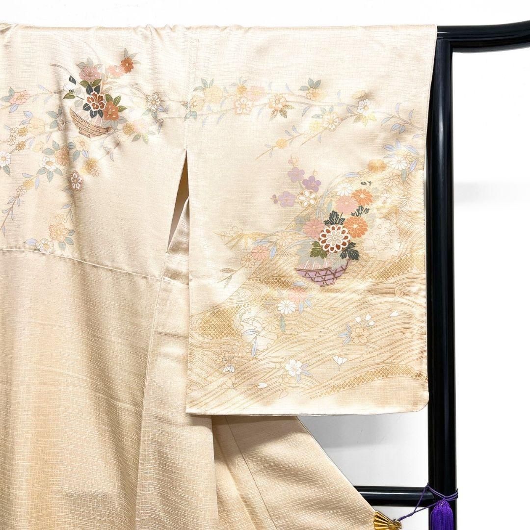 未着用 訪問着 身丈163 裄65 金駒刺繍 菊花 枝垂れ花模様 着物 053b