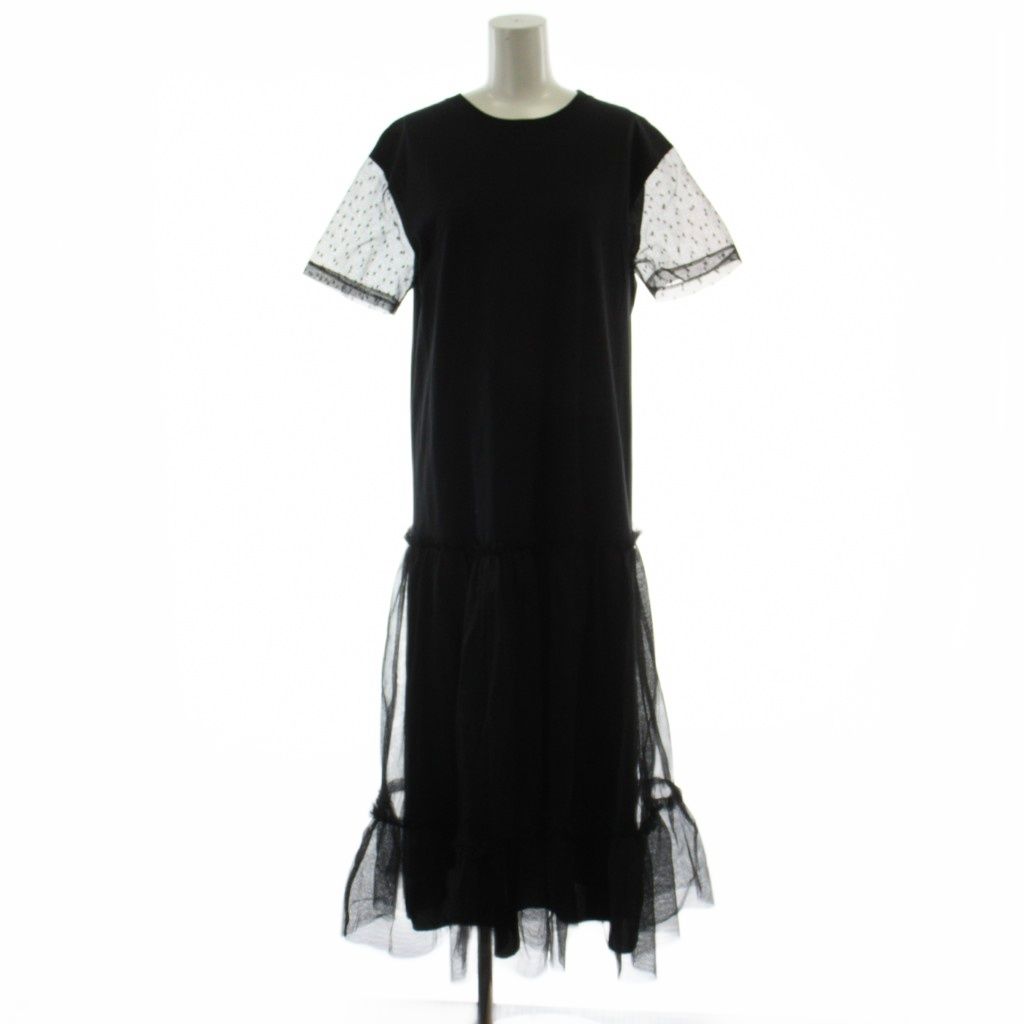 RED VALENTINO チュールスカート　スウェットワンピース レッド ヴァレンティノ RED VALENTINO ワンピース S 黒 ブラック 半袖