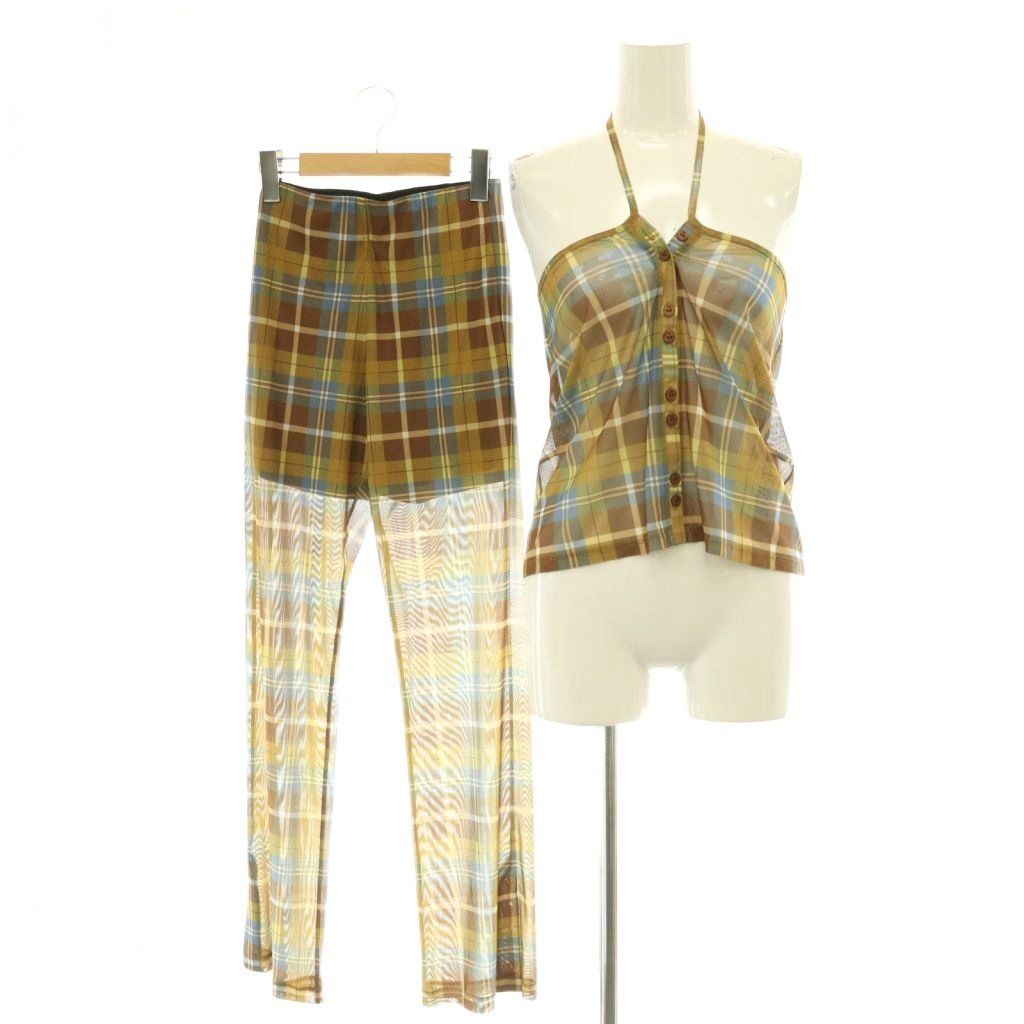 即完売した人気のチェックロンパー Ameri VINTAGE アメリヴィンテージ Ameri VINTAGE 26SS WRAP BELT SET CHECK PANTS