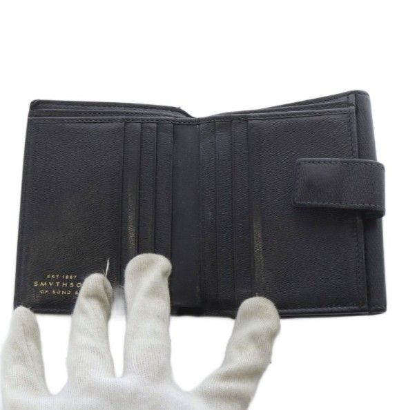スマイソン SMYTHSON 二つ折り財布 コンパクトウォレット レザー 黒