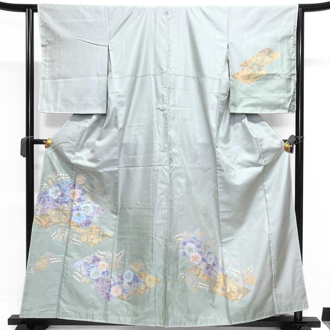 お召し　訪問着 未着用 お召 訪問着 金彩 辻ヶ花 藤の花 一つ紋 着物 063b - メルカリ