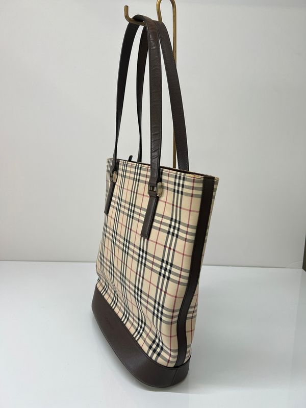 中古品】 BURBERRY バーバリー NOVA CHECK CANVAS TOTE BAG ノバ