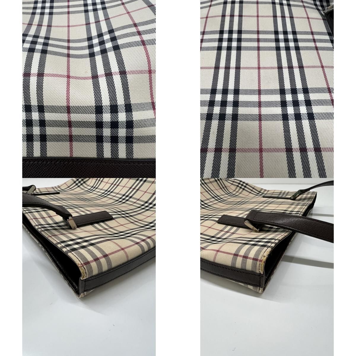 中古品】 BURBERRY バーバリー NOVA CHECK CANVAS TOTE BAG ノバ
