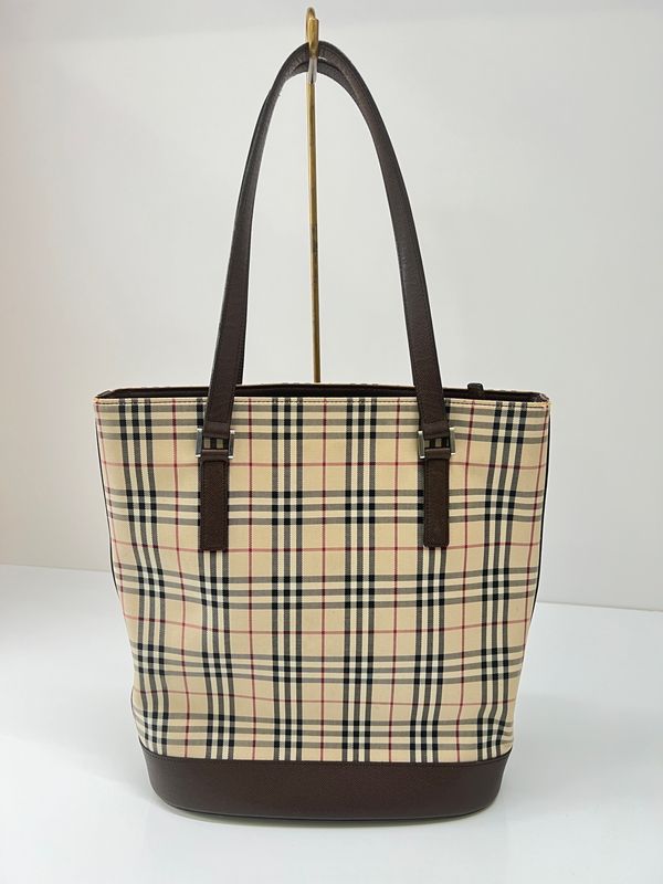 中古品】 BURBERRY バーバリー NOVA CHECK CANVAS TOTE BAG ノバ