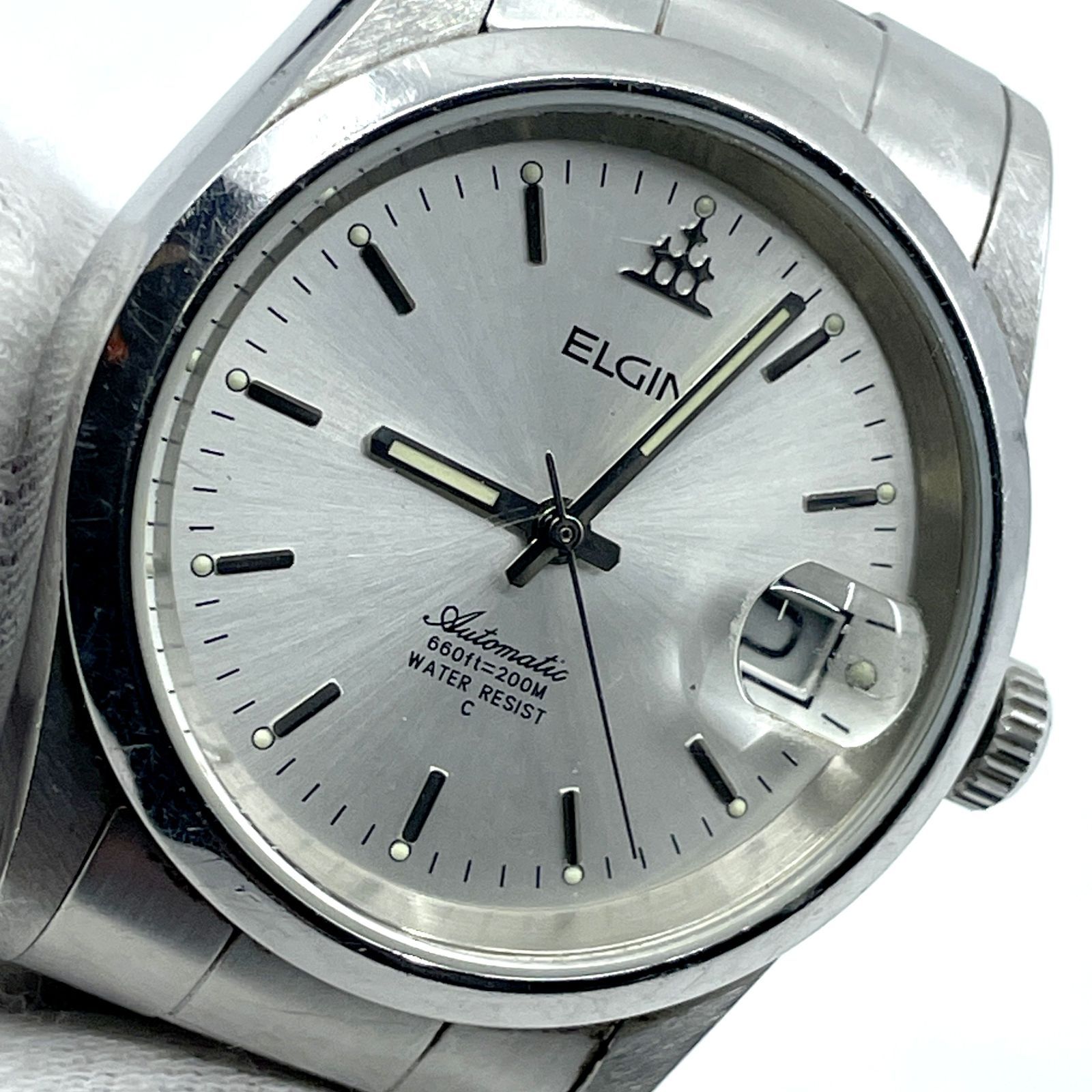 稼働〇 難有り ELGIN エルジン FK-1008-C AT 自動巻き腕時計 シルバー