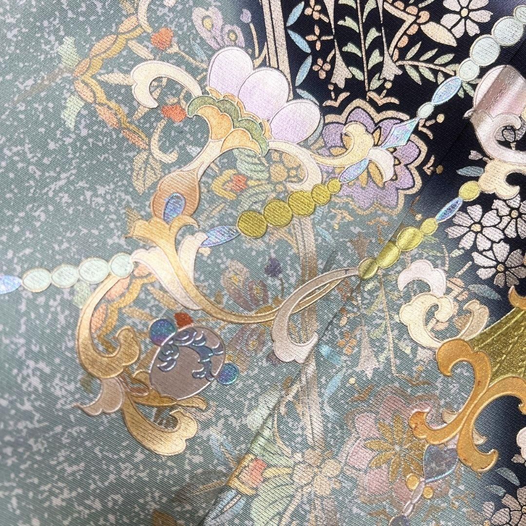 黒留袖 寿峰 作家もの 金彩 華紋 シャンデリア 花模様 着物 063b