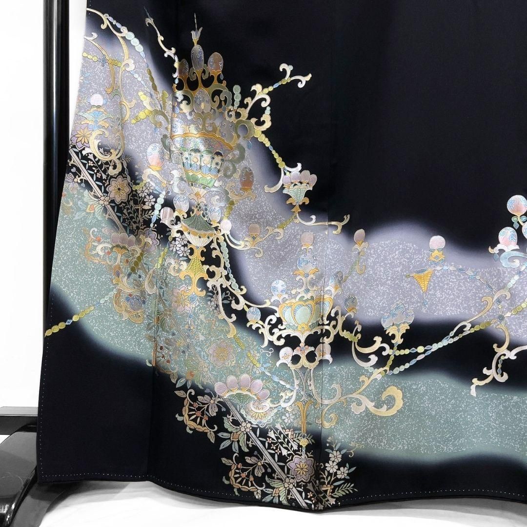 黒留袖 寿峰 作家もの 金彩 華紋 シャンデリア 花模様 着物 063b