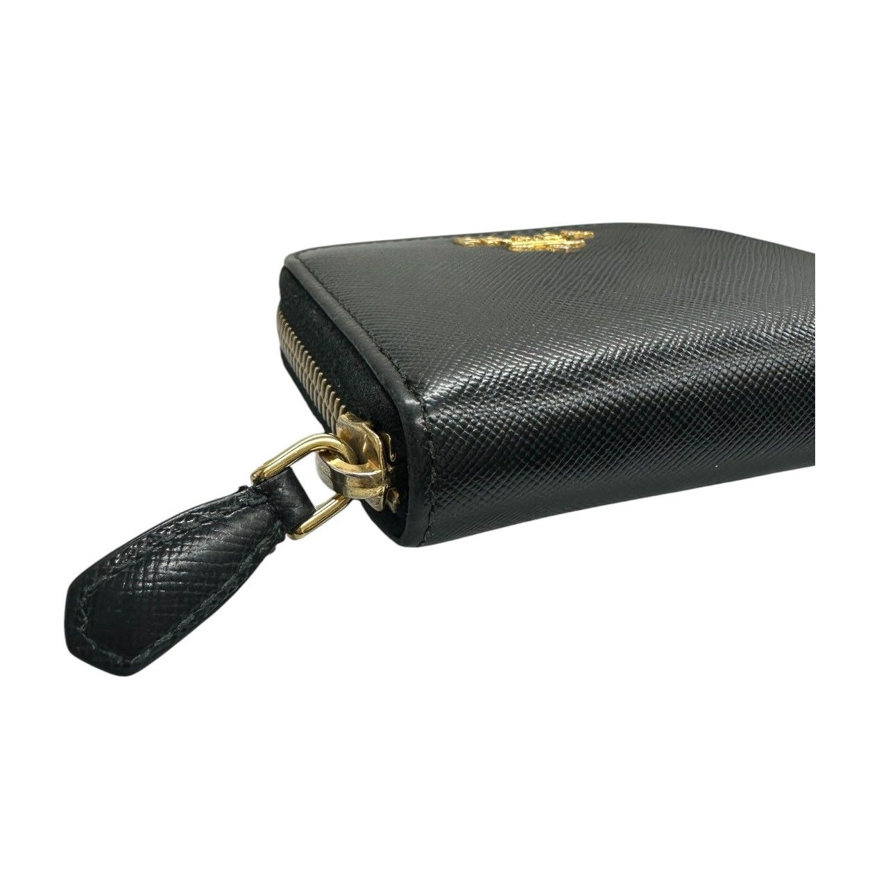 美品 PRADA プラダ サフィアーノ ブラック ゴールド金具 レザー 1M0268