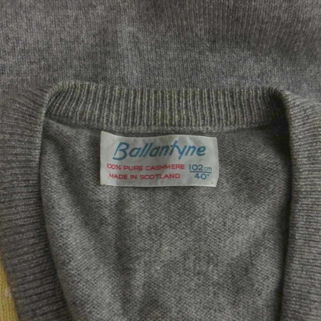 BALLANTYNE 100%カシミヤ ニットセーター グレー系 バランタイン BALLANTYNE 旧タグ カシミヤニット セーター 長袖