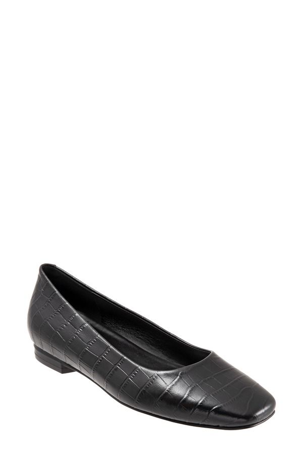 トロッターズ レディース シューズ パンプス Trotters Honor Flat Multiple Widths Available Black Croc Print Leather ブラック