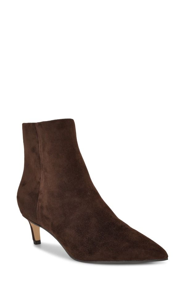 ナインウェスト レディース シューズ ブーツ・レインブーツ ヒール Nine West Brite Pointed Toe Kitten Heel Bootie Dark Brown Suede ブラ