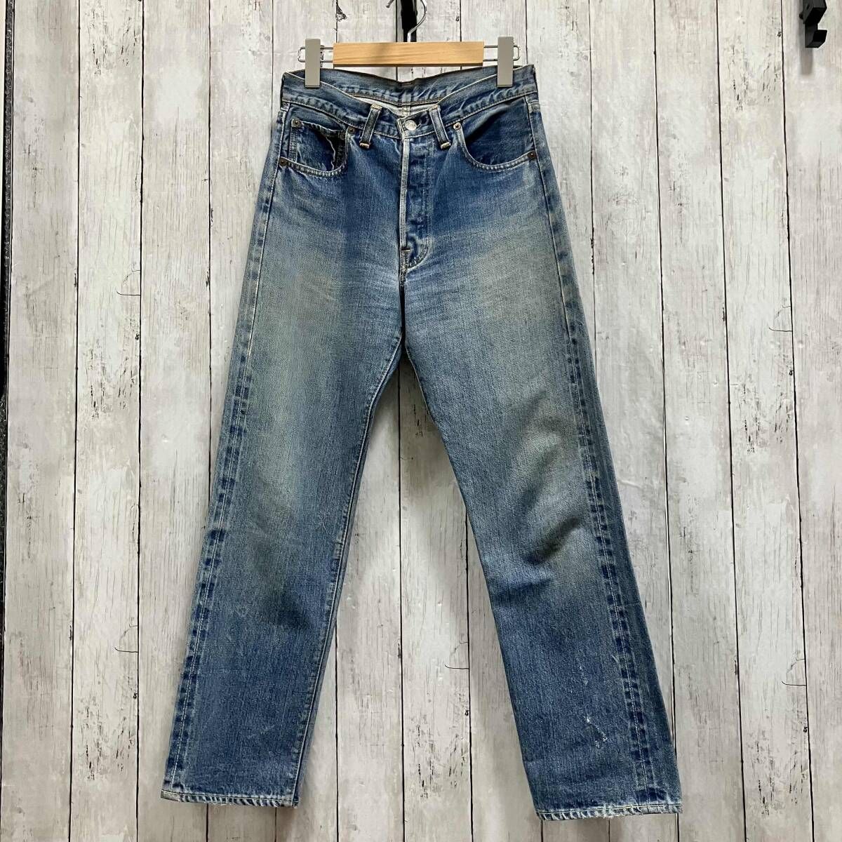 LEVI'S/ジーンズ/501/BIG E／後期/両面タブ/均等V／ブルー　W28 刻印6 米国製