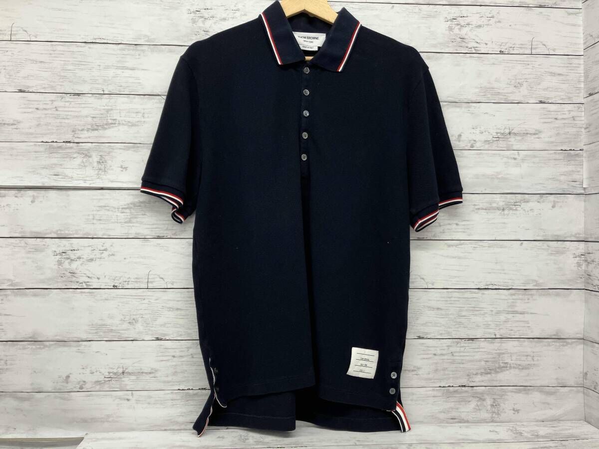 THOM BROWNE/トムブラウン/半袖ポロシャツ/ネイビー/イタリア製/サイズ