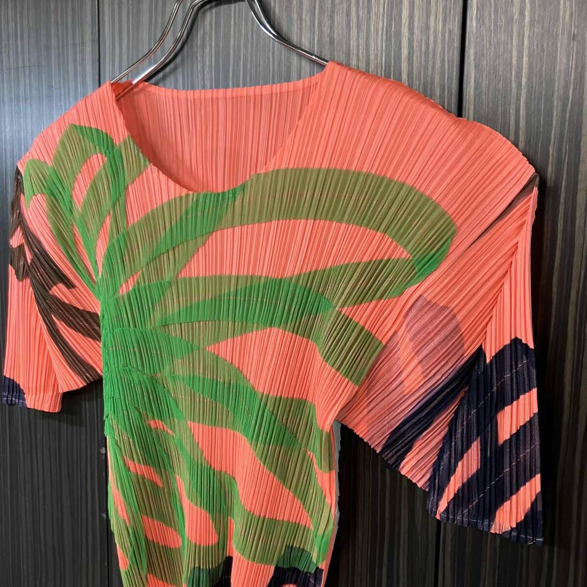 21ss PLEATS PLEASE 半袖Tシャツ カットソー ハワイアン柄プリーツTOP