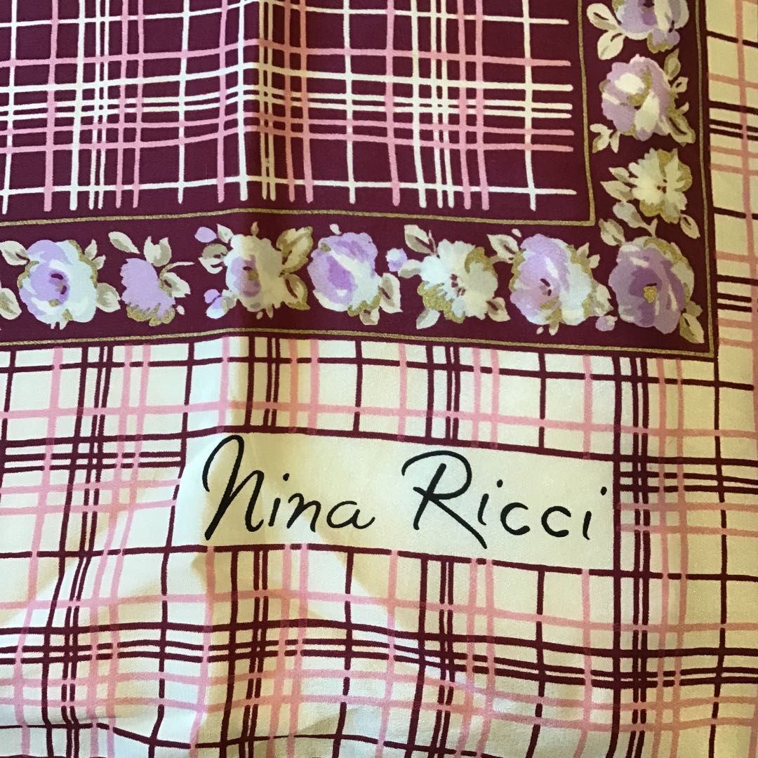 ニナリッチ スカーフ ビンテージ レトロ チェック ピンク 花柄 Nina