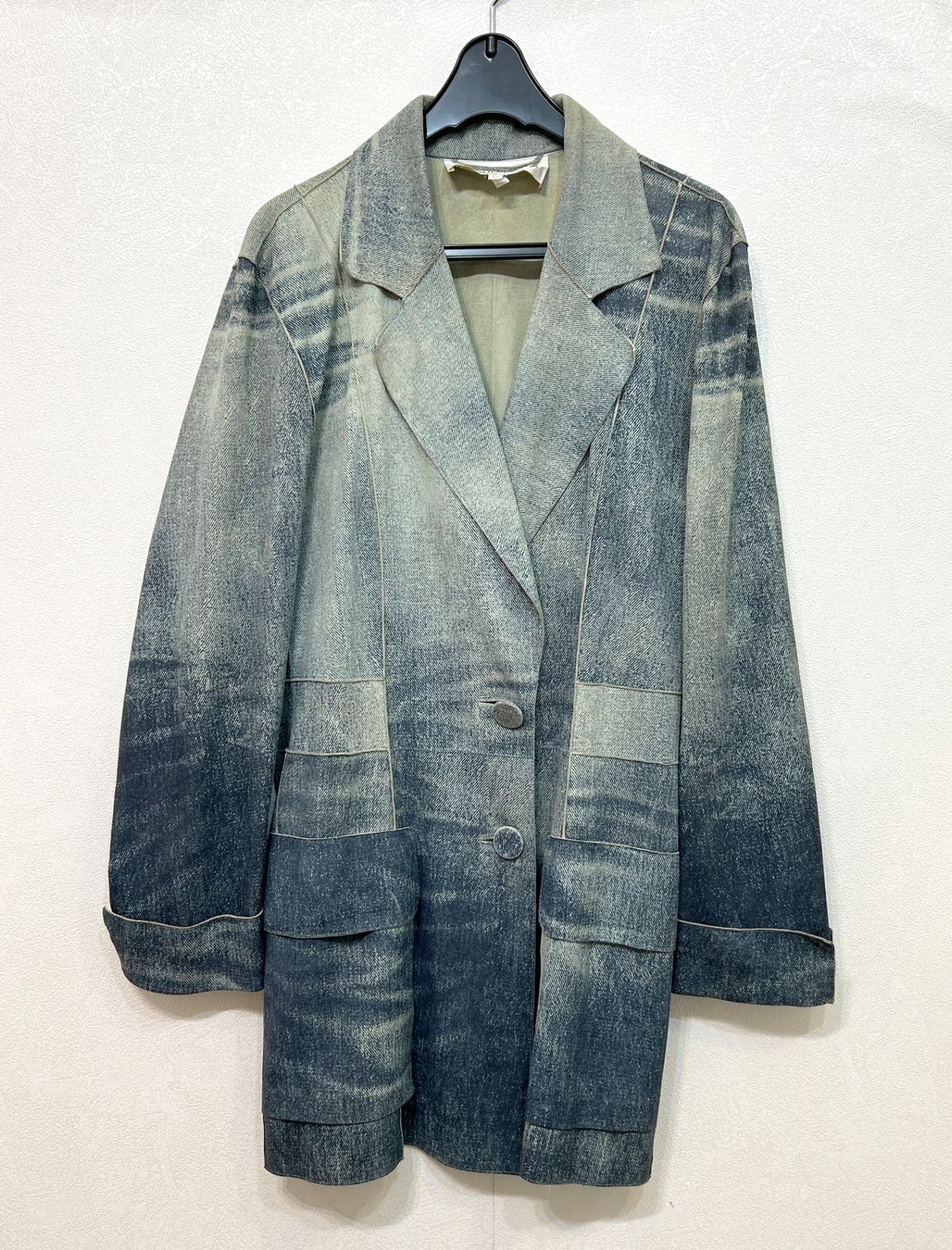roberto cavalli ロベルトカヴァリデニジャケット　イタリア製 Roberto Cavalli 44(M) 本革 デニム風レザージャケット ロベルト
