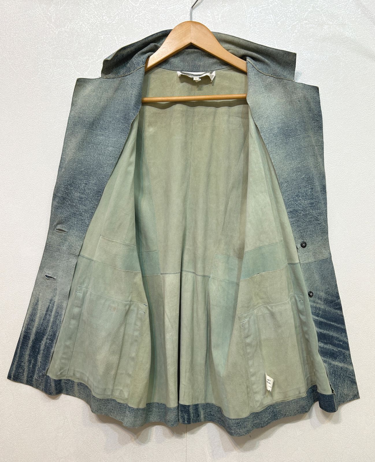 Roberto Cavalli 44(M) 本革 デニム風レザージャケット ロベルト