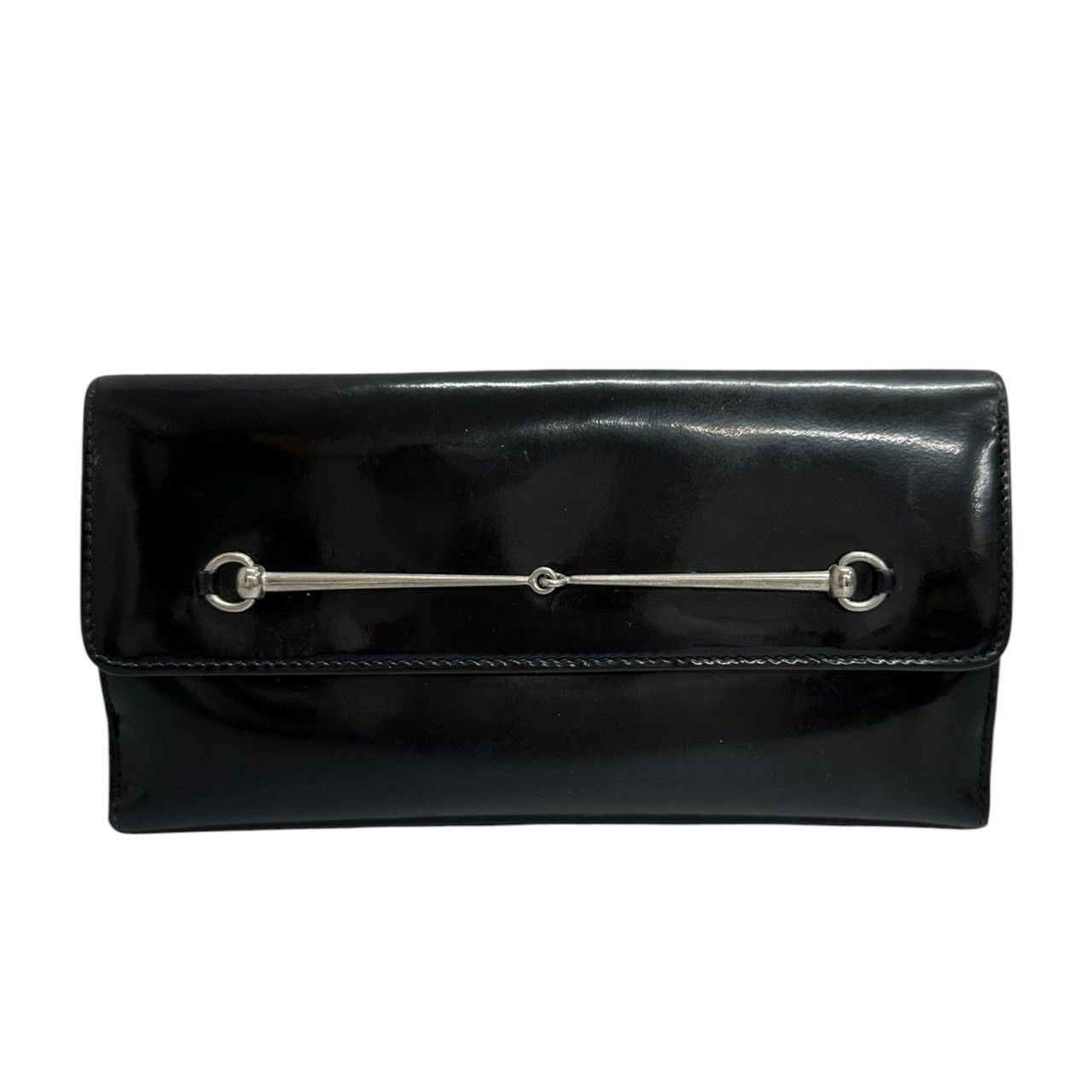 GUCCI グッチ パテントホースビット ブラック シルバー金具 レザー 035