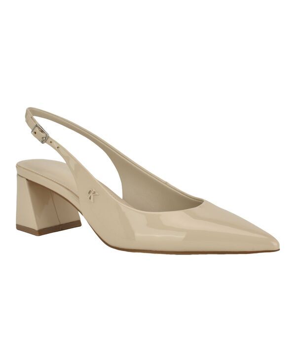 カルバンクライン レディース シューズ パンプス ヒール Calvin Klein Womensarra Block Heel Slingback Dress Pumps Ivory Patent ア
