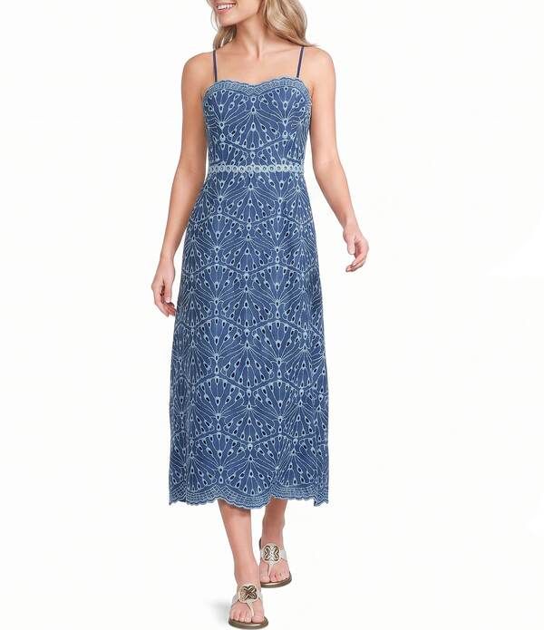 リリーピュリッツァー レディース トップス ワンピース ミディ ノースリーブ Lilly Pulitzer Arlin Queen Scalloped Eyelet Sweetheart Neck S