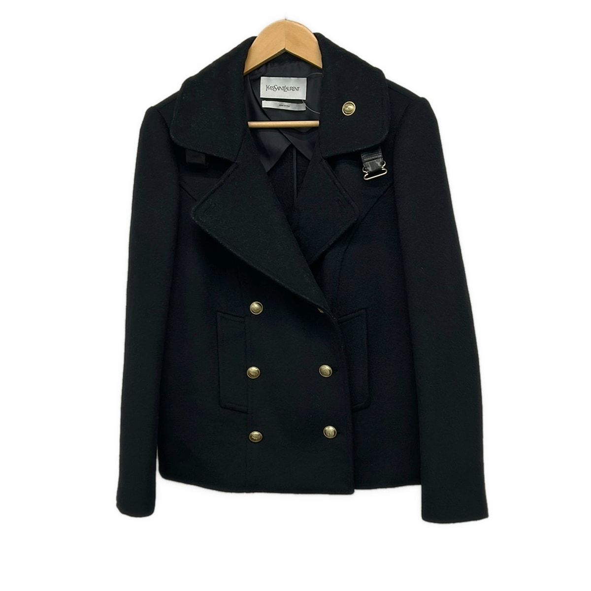 YvesSaintLaurent(イヴサンローラン) コート サイズF 40 レディース - 黒 長袖/ショート丈/冬