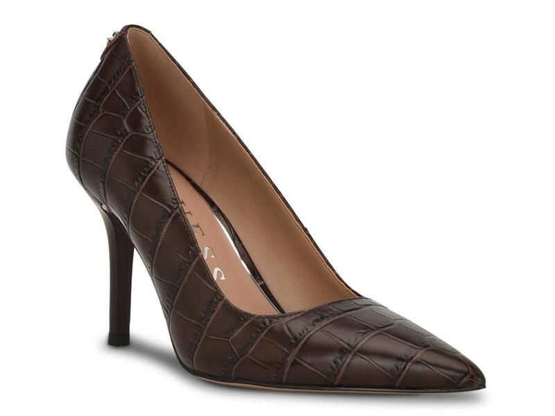 ゲス レディース シューズ パンプス GuessPrindy Pump Dark Brown Croc Print Leather ブラウン