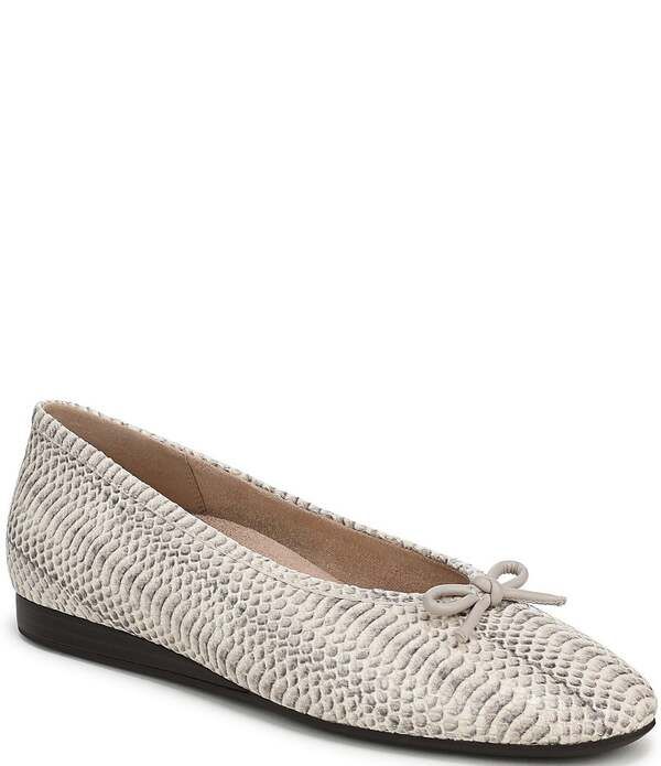 バイオニック レディース シューズ パンプス プリント レザー Vionic Larissa Python Print Leather Bow Detail Ballet Flats Ivory Py