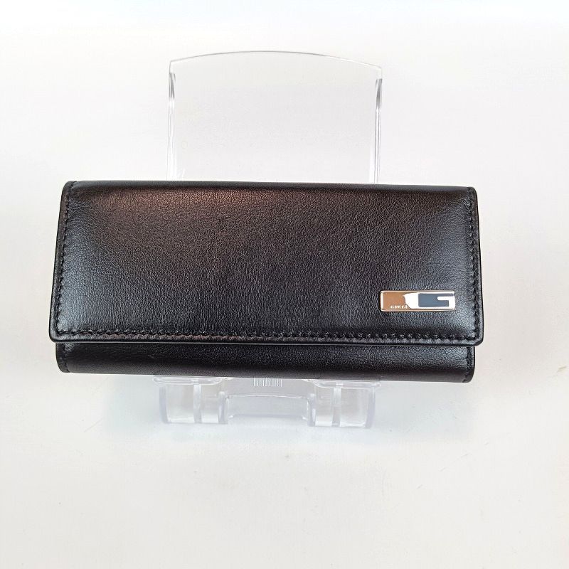 未使用 GUCCI グッチ 6連 キーケース レザー ブラック 黒 金具シルバー