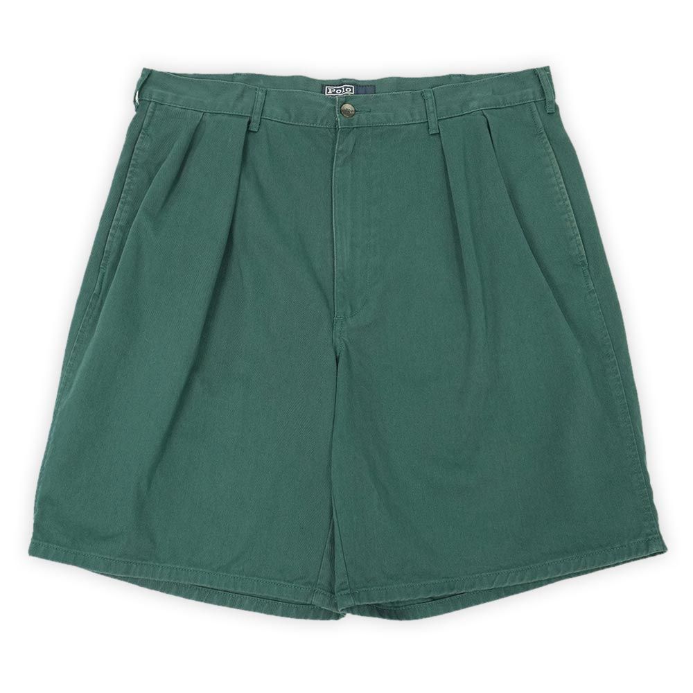 ポロラルフローレン POLO RALPH LAUREN 90s 90年代 2タック チノショーツ ハーフパンツ 初期タグ CHINO レアカラー ヴィンテージ アメリカ 古着 メンズ ショートパンツ グリーン / 緑 W36【中古】