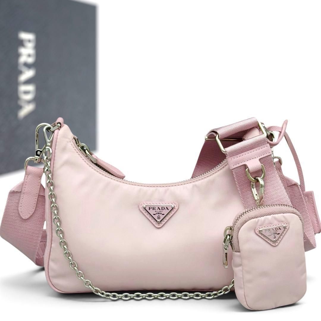 PRADA ショルダーバッグ テスートナイロン 1BH204 ピンク リ