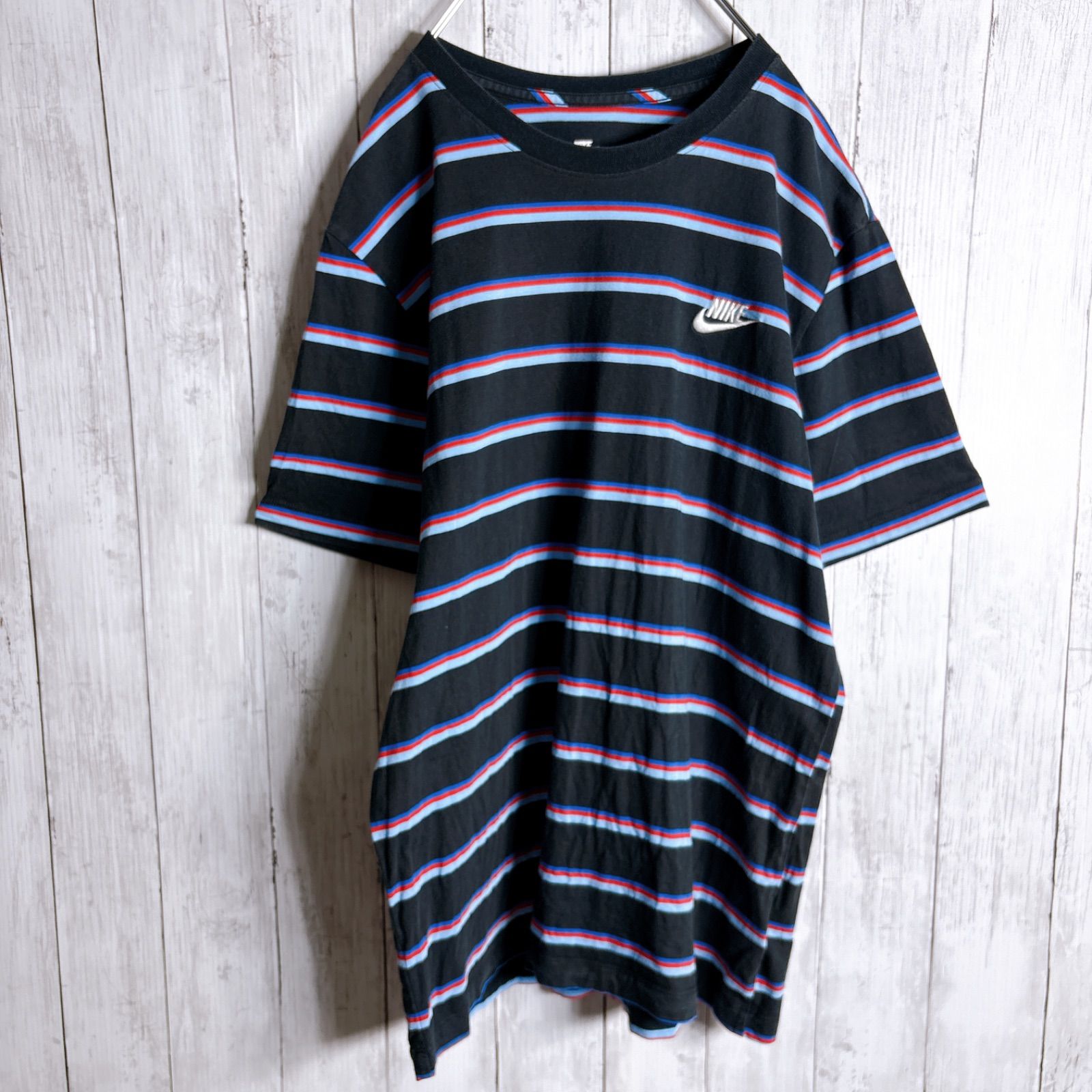 人気デザイン】NIKE T-shirt ナイキ ボーダー ワンポイント スウッシュ