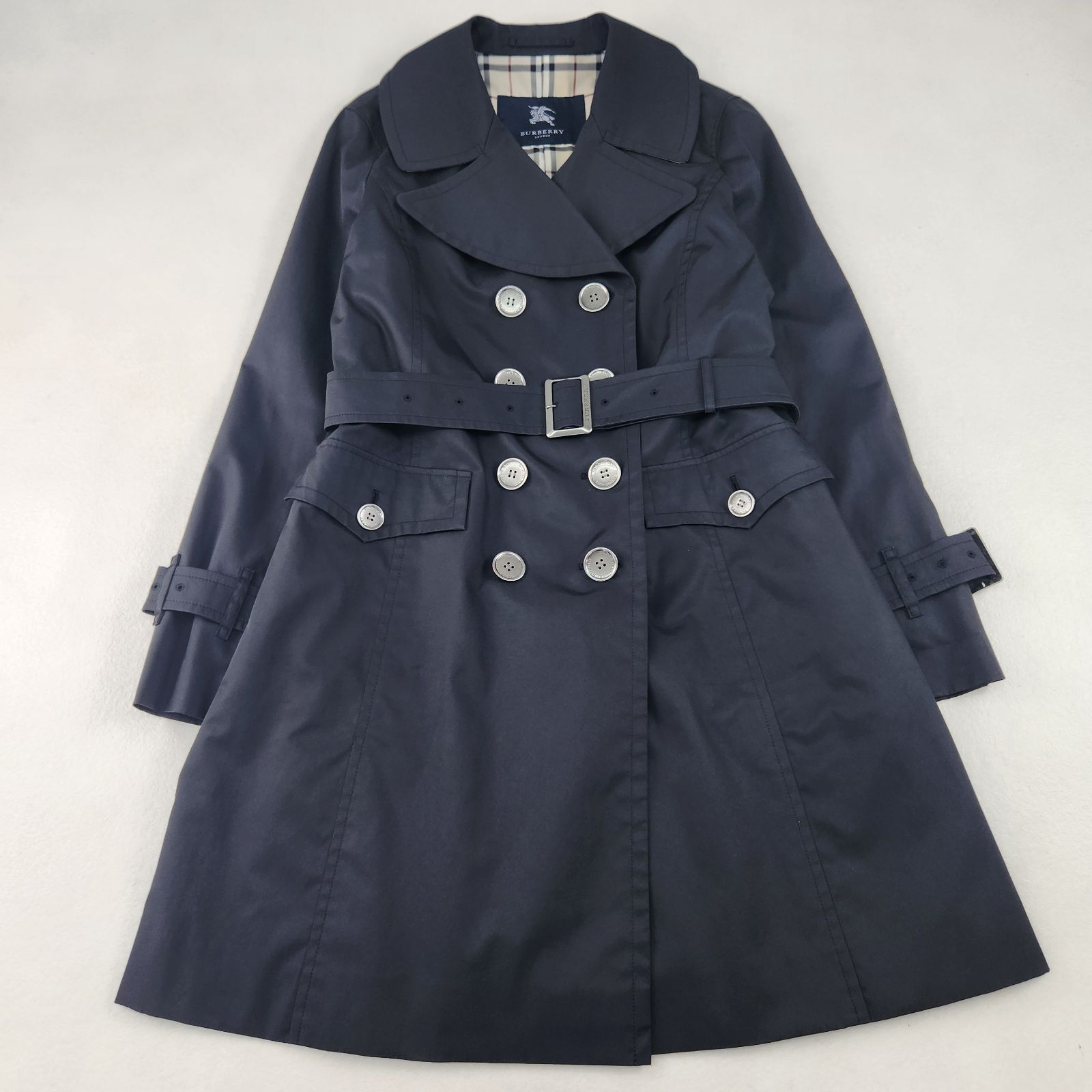 バーバリーロンドン トレンチコート ノバチェック 黒 英国製 XL 状態良好♪ BURBERRY LONDON トレンチコート バーバリーロンドン ノバチェック 黒