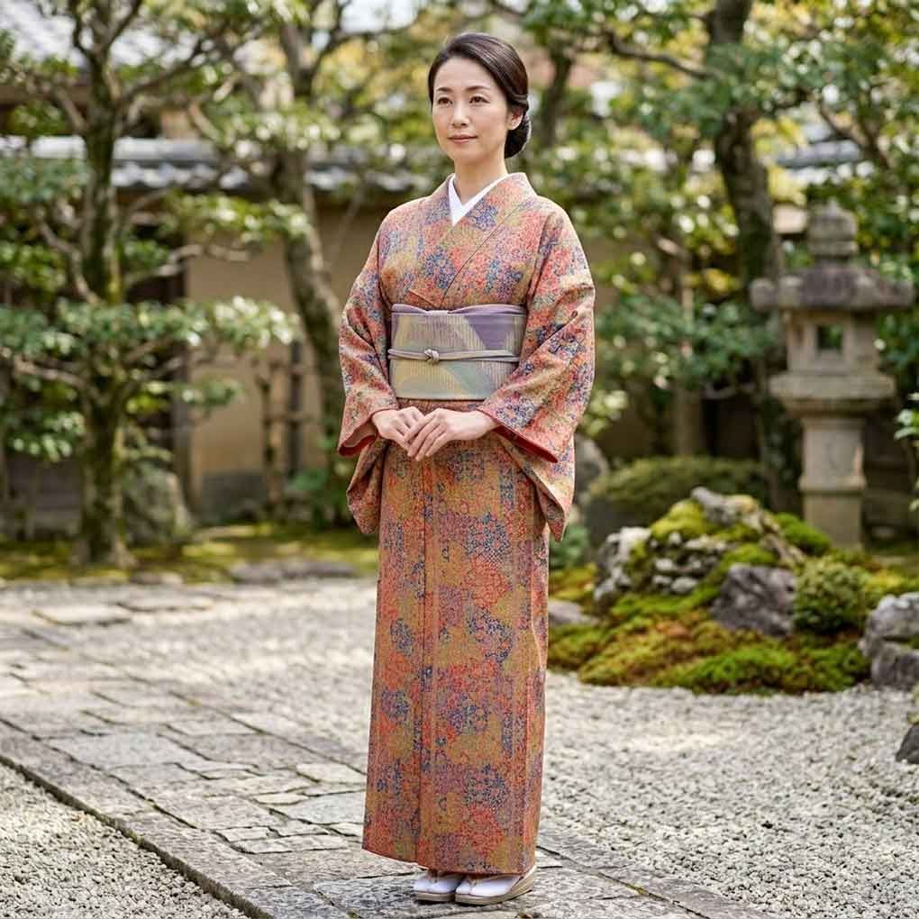 きもの誠実屋】 美品 夏着物 正絹 小紋 三本駒絽 美しい型染め