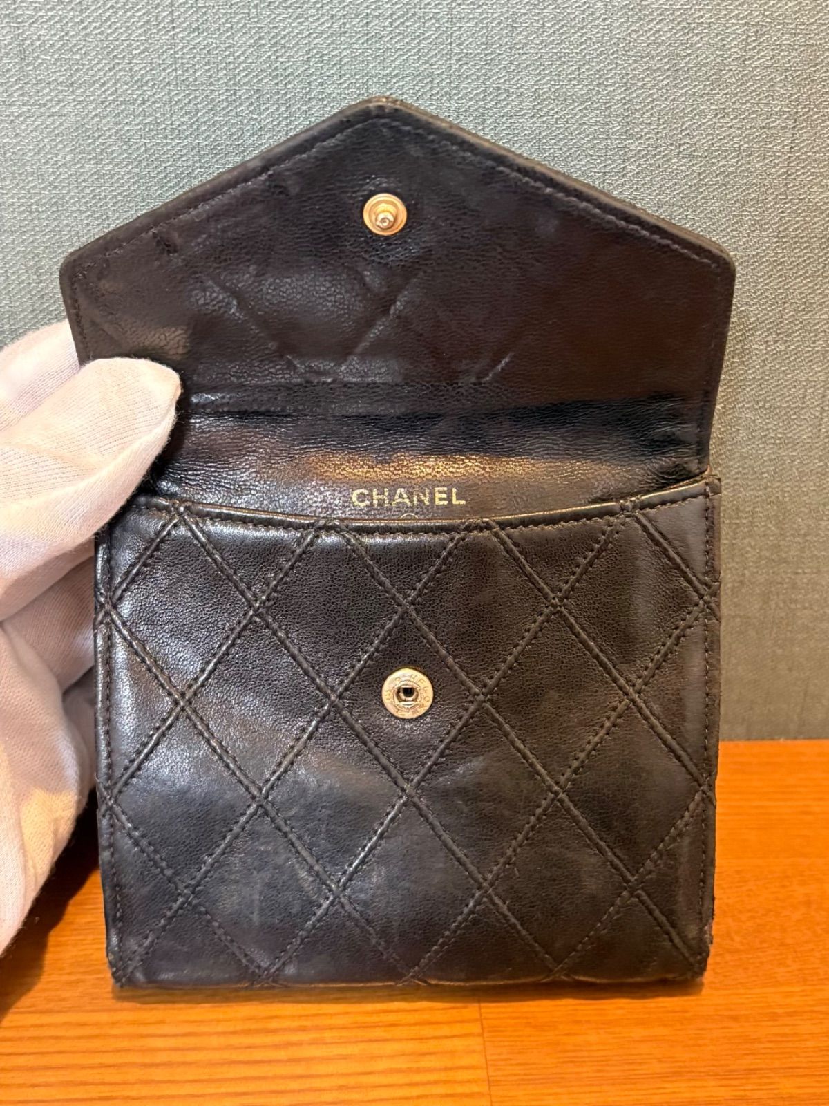 CHANEL シャネル ビコローレ ラムスキン 二つ折りコンパクト財布