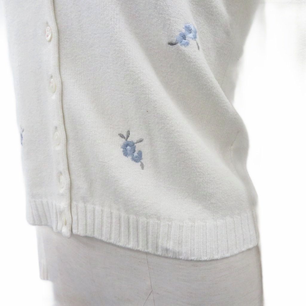 ブルーガール BLUGIRL カーディガン ミドル丈 白 ホワイト 刺繍 V