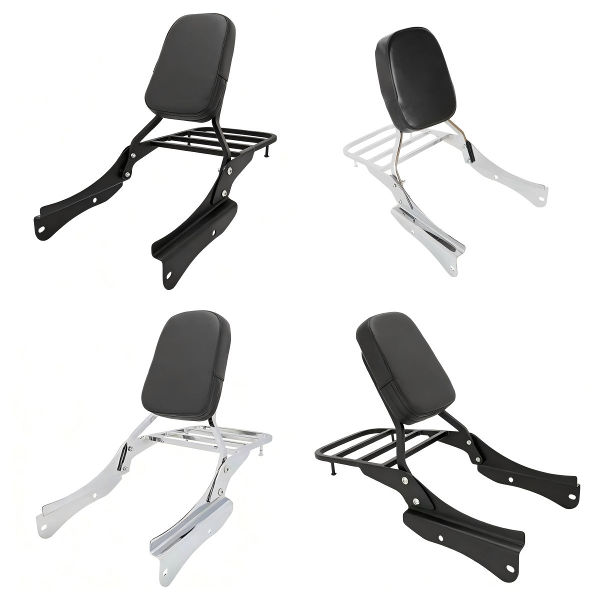 ホンダ Honda Shadow VT750DC 2001-2008年 リアバックレスト付きリアキャリア クロームメッキ/マットブラック スチール製 快適サポート