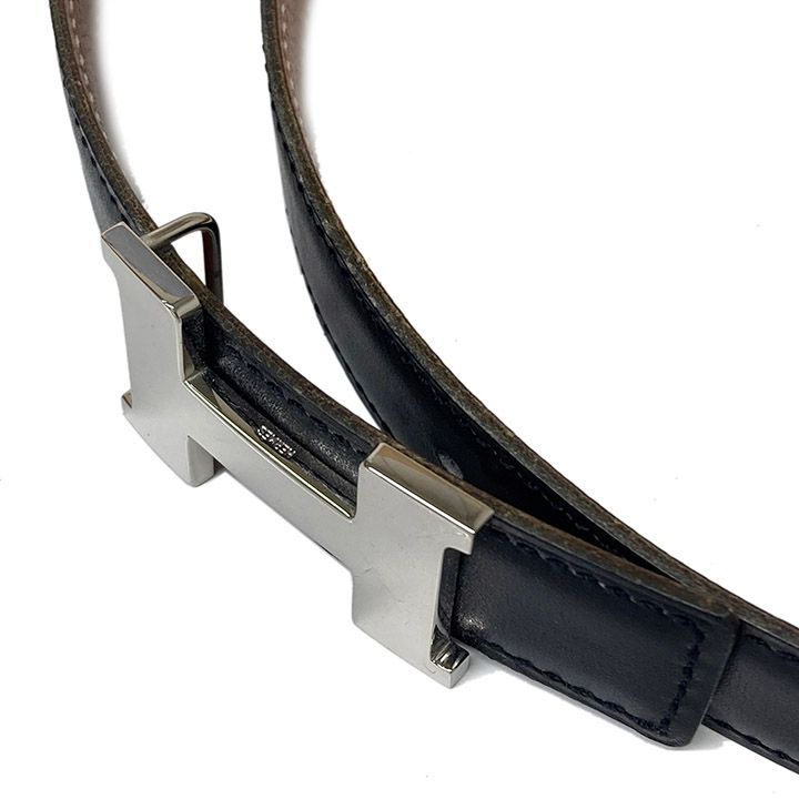 エルメス コンスタンス ベルト 65 ブラック×ブラウン シルバー金具
