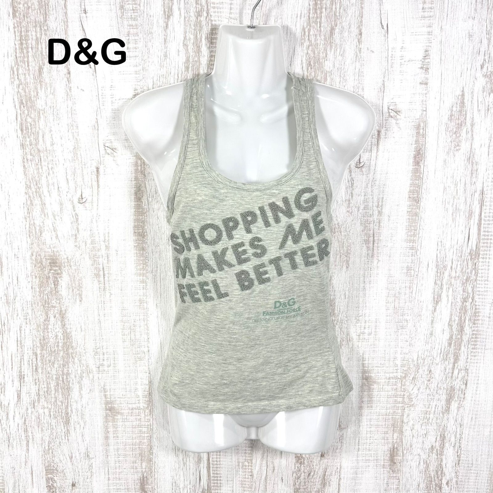 00s D&G DOLCE&GABBANA ドルチェアンドガッバーナ ビーズ タンクトップ グレー y2k 7,500円