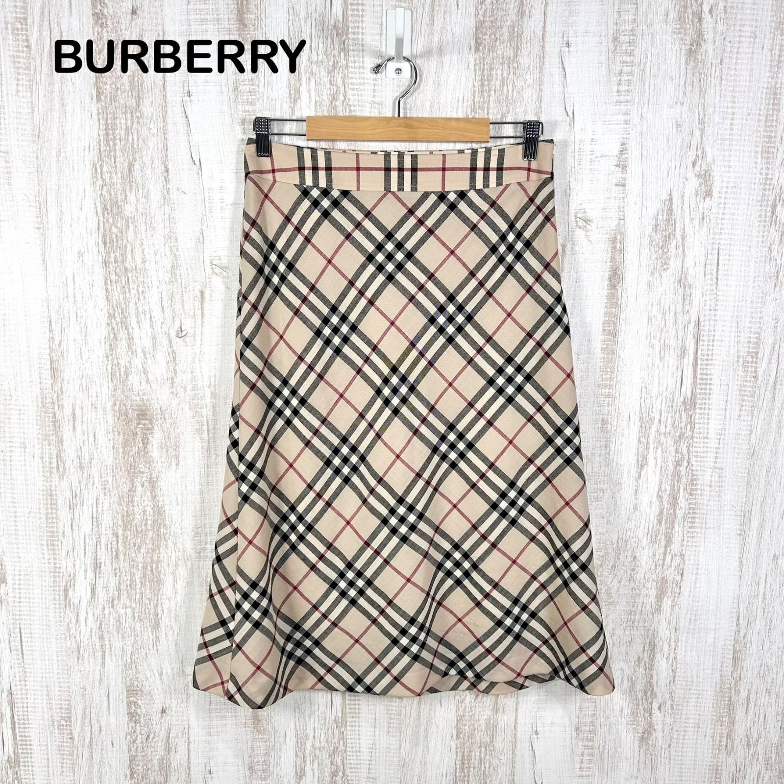 ✨美品✨ バーバリー　フレアスカート　ノバチェック　ベージュ　ロング　総柄　M BURBERRY LONDON バーバリーロンドン ノバチェック ウール フレア