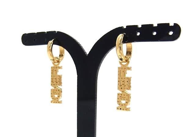 ✨極美品✨フェンディ　ピアス　エフイズフェンディ　グラフィ　ラインストーン FENDI フェンディ ピアス グラフィ 8AH253 ゴールド系 メタル ライン