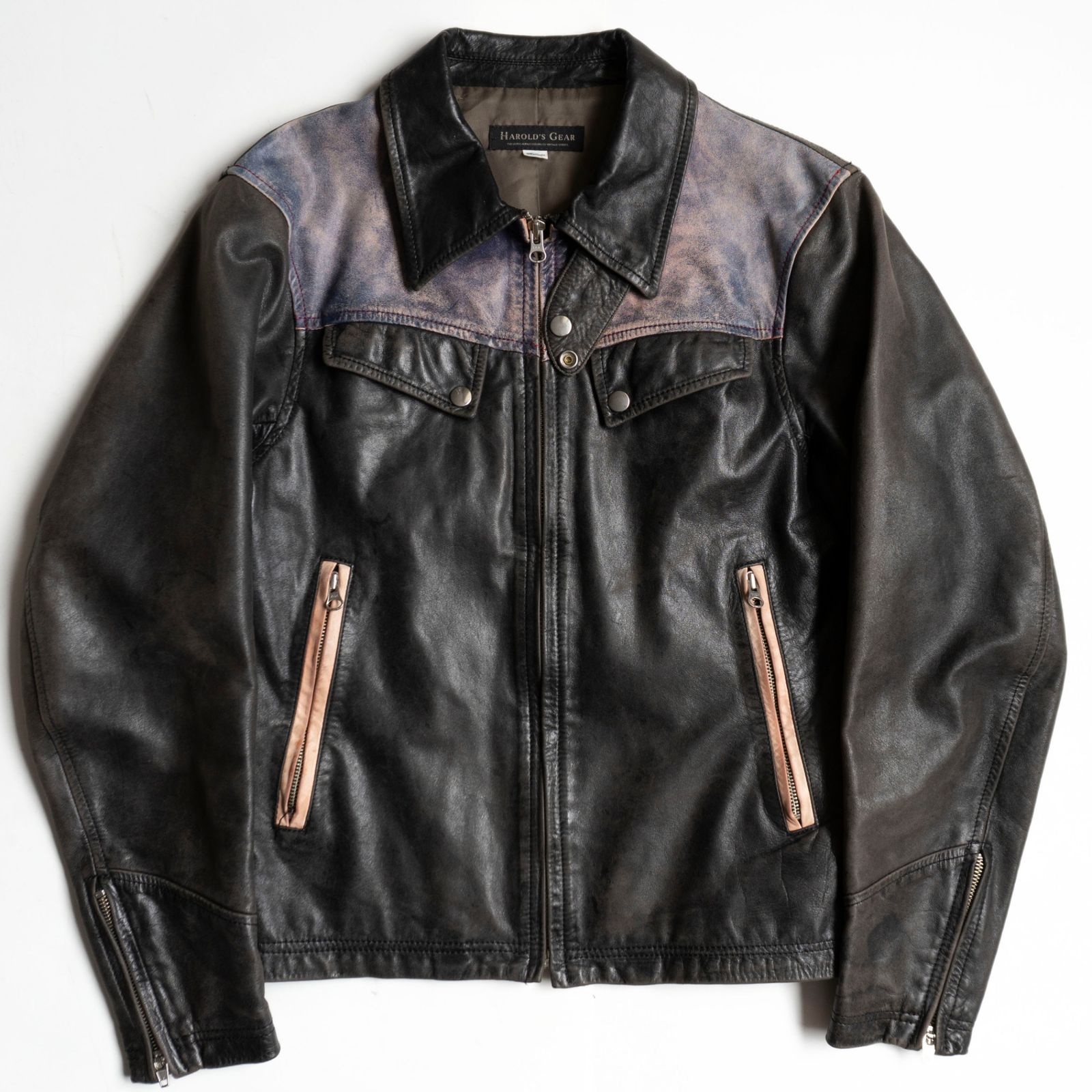 雰囲気抜群】HAROLDS GEAR【エイジング加工 ホースレザー ジャケット