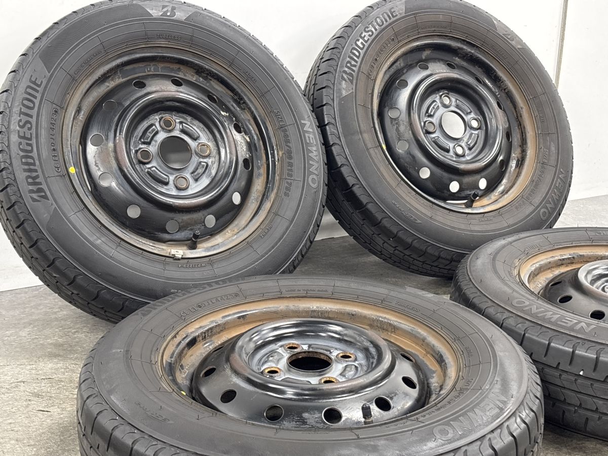 軽自動車に】スチールホイール 13in 4.00B +36 PCD100 ブリヂストン 