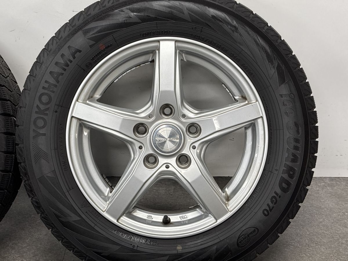 美品！2022年バリ山！アイスガードIG53 195/65R15 プリウス等 バリ溝】ヴィオレント 15in 6J +53 PCD114.3 ヨコハマ アイスガード