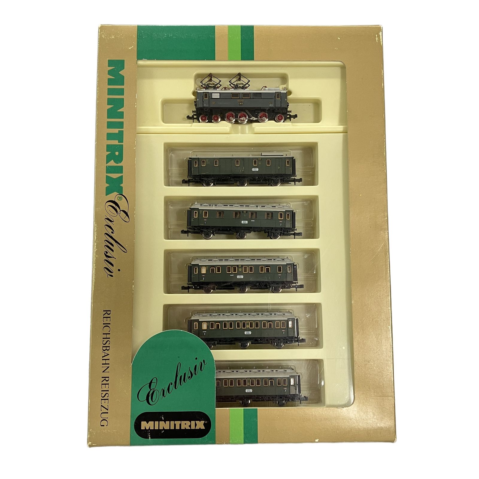 Minitrix 1018 ミニトリックス ドイツ帝国鉄道 BR E 36.02 電気機関車 客車 6両セット Nゲージ 鉄道模型 中古W11422247