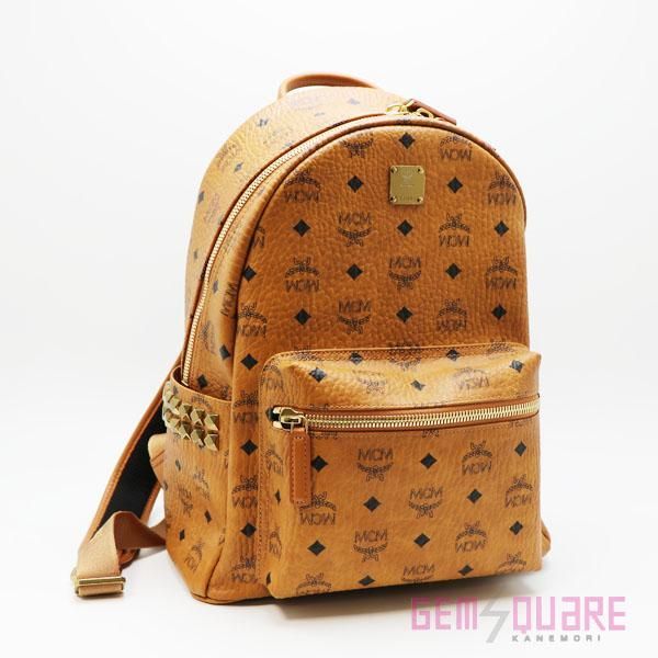 MCM サイドスタッズ バックバッグ ヴィセトス コニャック 中古美品 MMK7AVE99CO001