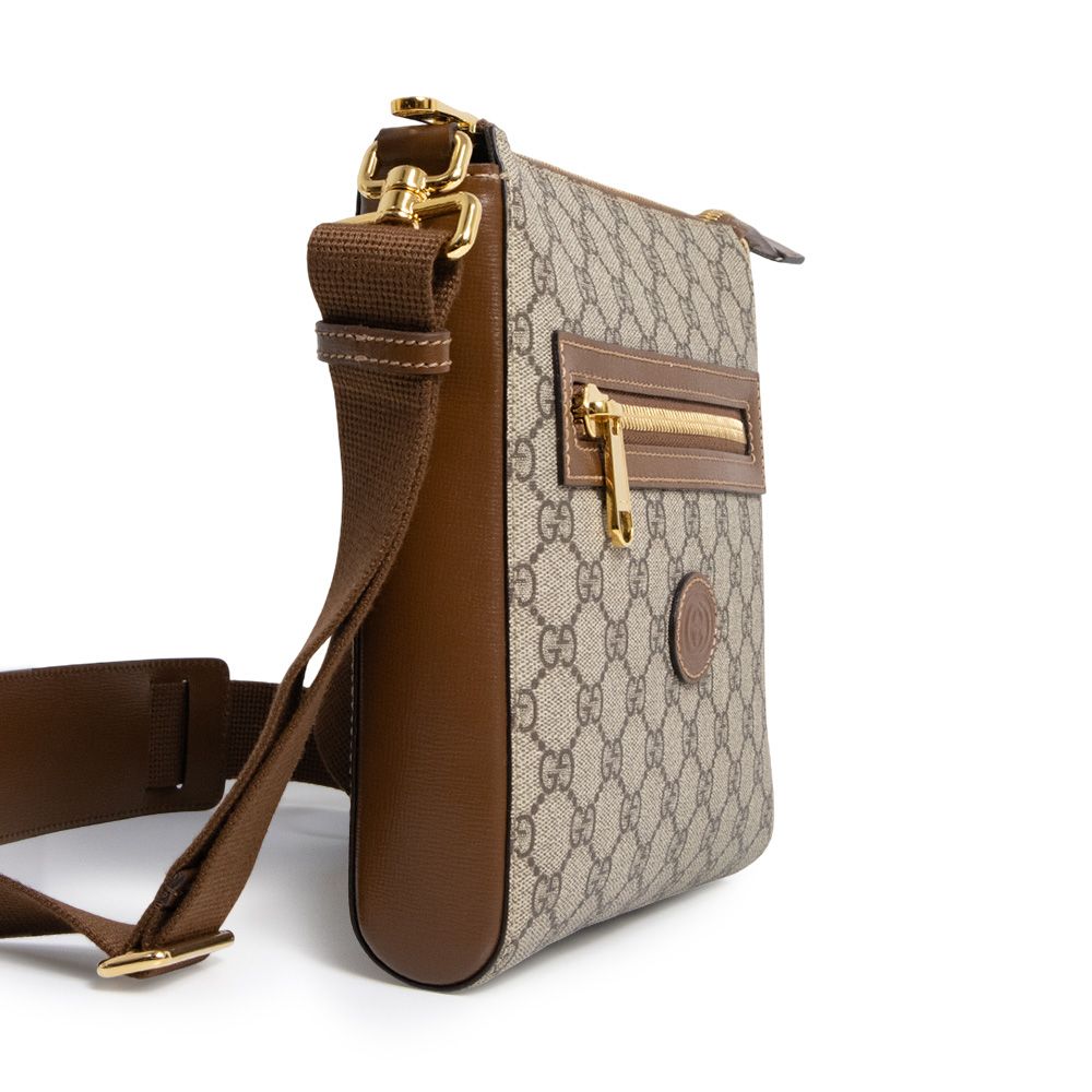 【GUCCI】メッセンジャーバッグ　GGスプリーム ゴールド金具　ブラウン グッチ 681021 インターロッキングG GGスプリームキャンバス レザー