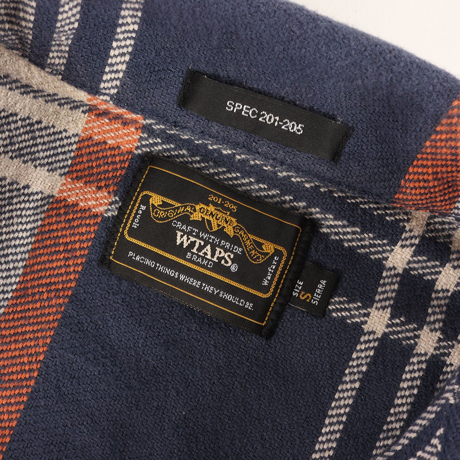 美品】WTAPS ダブルタップス シャツ ネイビー オレンジ サイズ:S