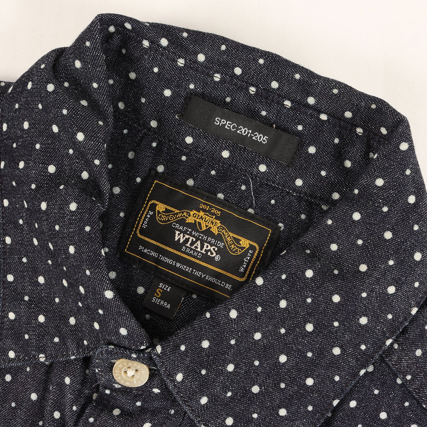 美品】WTAPS ダブルタップス シャツ インディゴ サイズ:S ドット柄