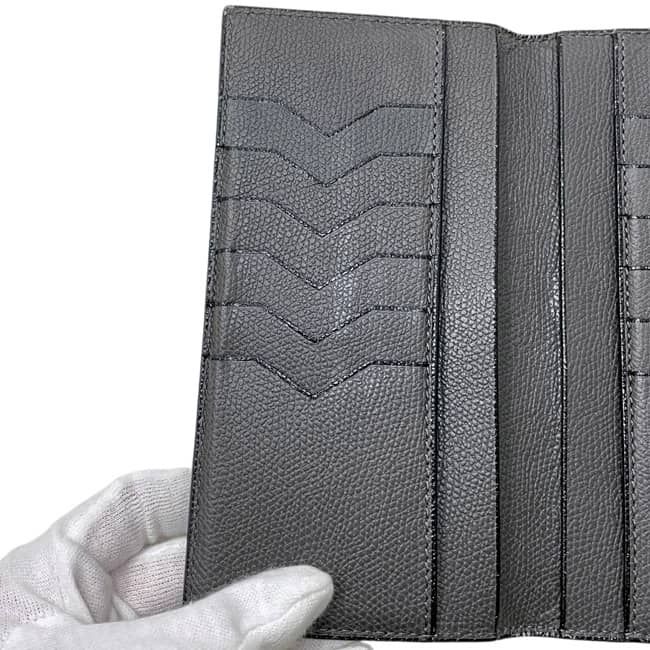 ヴァレクストラ 二つ折り 長財布 札入れ グレー 灰色 美品 財布 レザー